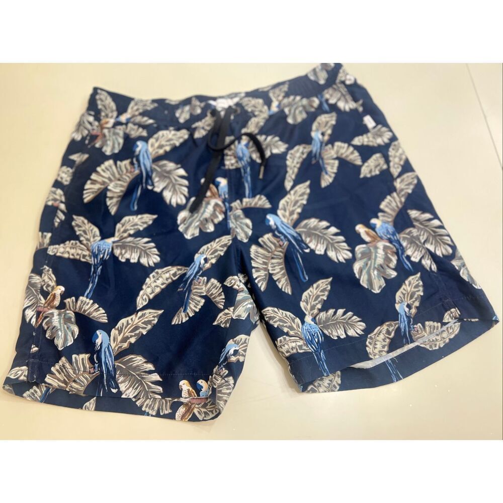 Onia Me's Elastic Waist Drawstring Charles 7" Swim Board Shorts Navy Combo Large